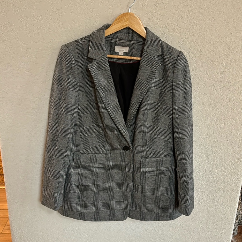Loft Houndstooth Blazer Single Button - image 1